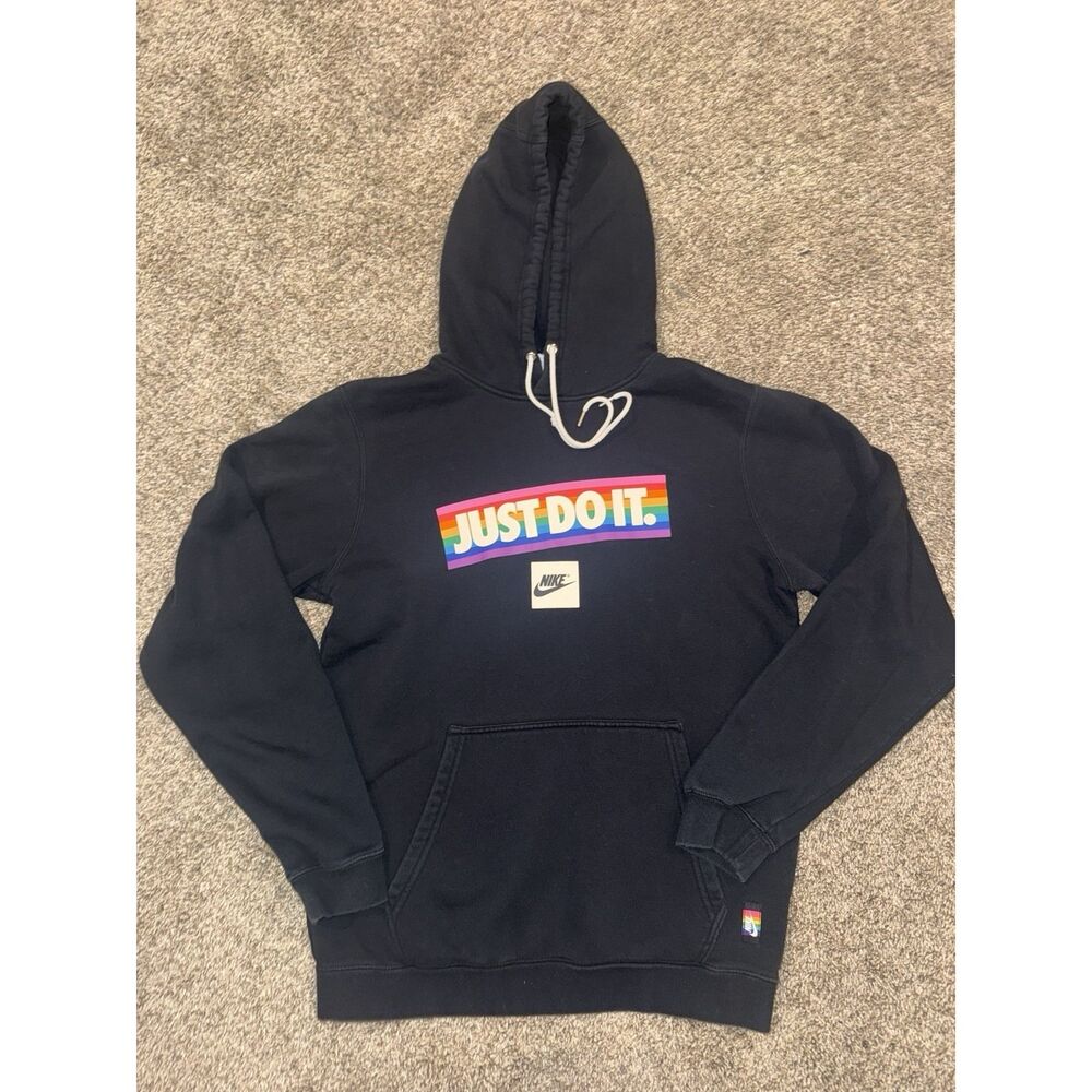 Nike Just Do It Rainbow Pride Hoodie Black Size Small (477)